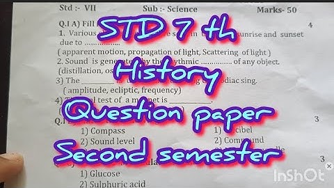 STD- 7 th History Civics question paper Second Semester Final exam