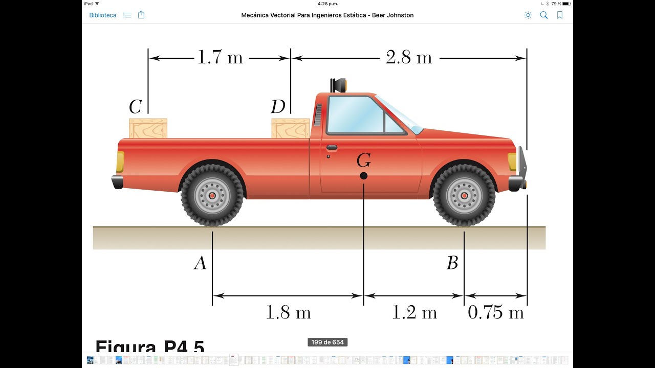Equilibrio de cuerpo rígido 2D; Ejercicio 4.5, Estática de Beer and Jhonston