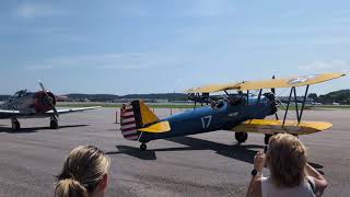 Boeing Stearman PT-17 Biplane Takeoff & Flyby! | Chattanooga WWII Airshow