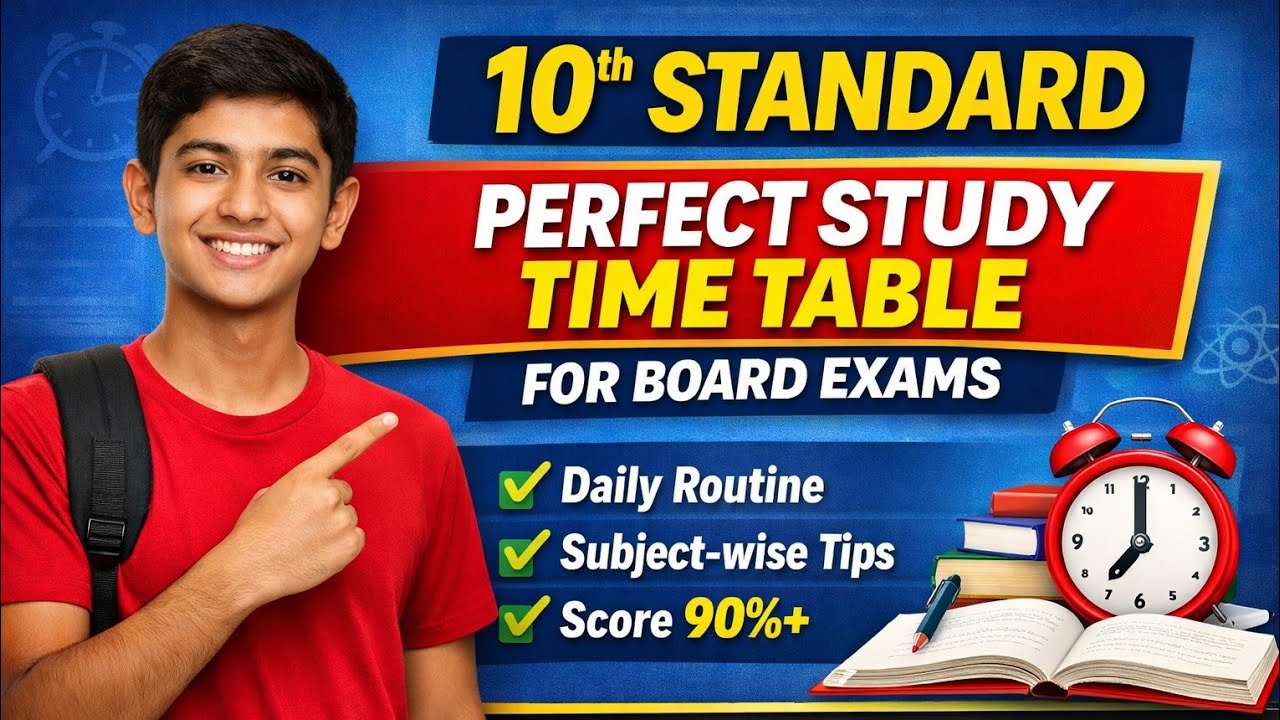 10th Standard Perfect Study Time Table | Daily Study Plan for Board Exam | 90% Score Strategy