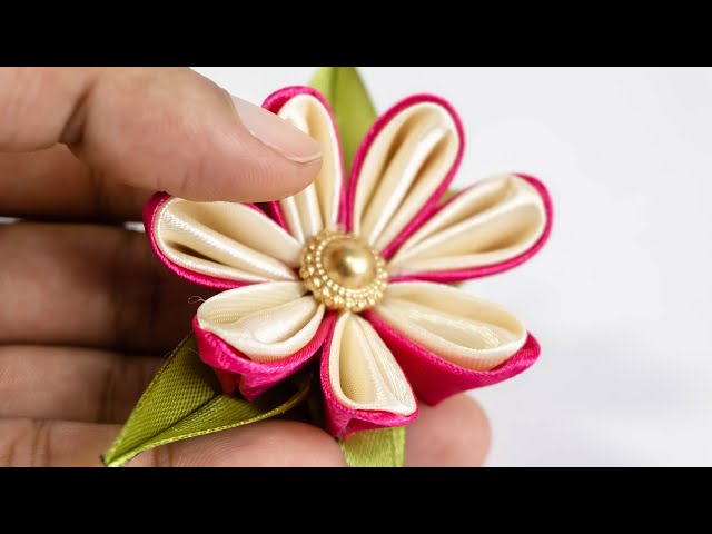 Simple DIY Kanzashi Ribbon Flower: How to Make Простой цветок из ленты