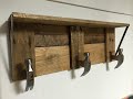 Rustic Shelf with Hammer Head Hooks Rustic Shelf with Hammer Head Hooks