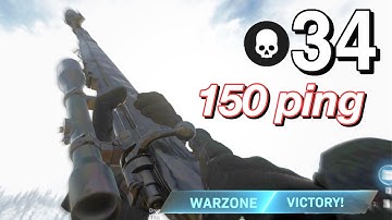34 kills on *150* PING ! KAR98 AIMBOT (Modern Warfare Warzone) #callofduty #warzone #faze5
