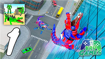 Crocodile Robot Car Transforming Mega Robot Games Gameplay #1 All Levels (Android, IOS)