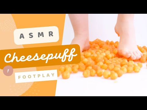 Stomp a Cheeseball!  PREMIERE * FOOTPLAY ASMR 🩰 * Soft Foot play sounds crushing cheese puffs*