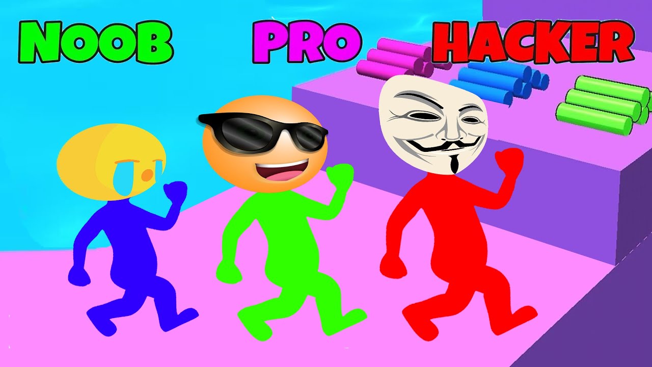 NOOB versus PRO versus HACKER in Ladder Race | New Game | All Levels