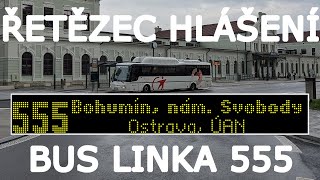 Řetězec hlášení linky 555 BUS ODIS • 3CSAD.CZ-Transdev Morava