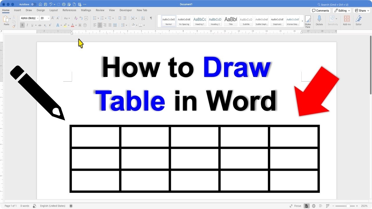 How to Draw a Table in Word (MS Word) - YouTube