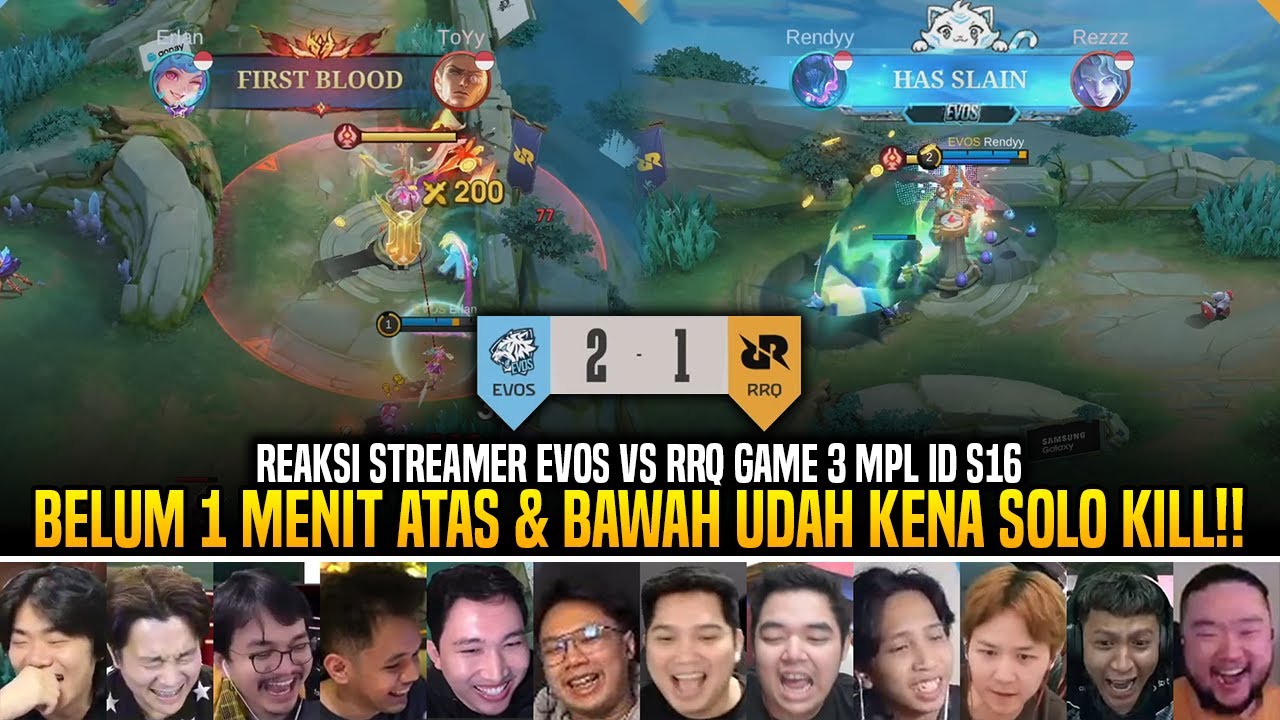 BELUM 1 MENIT ERLAN & RENDYY SOLO KILL TOYY & REZZ!! REAKSI STREAMER ...