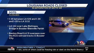 List of roads closed due to winter weather in Louisiana
