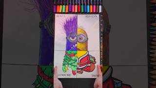 Minion|One DraWing, But 4 Different Styles PART 1-4#shorts #drawing #painting #christmas