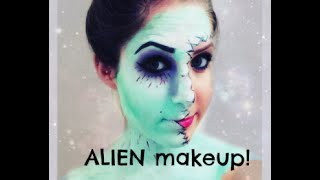 EASY ALIEN MAKEUP TUTORIAL! Halloween 2014