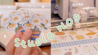 Studio Vlog 🌟☁️ Making Stickers, Packing Coasters, Relaxing Studio Vlog!!