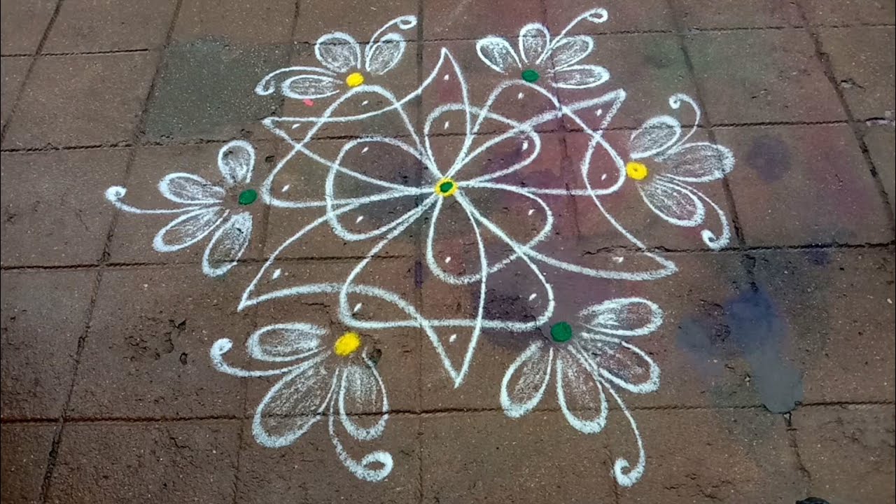 Margazhi kolam/Sikkukolam/Newyear2024 flower rangoli/Margazhi madha creative kambi kolam/Latha kolam