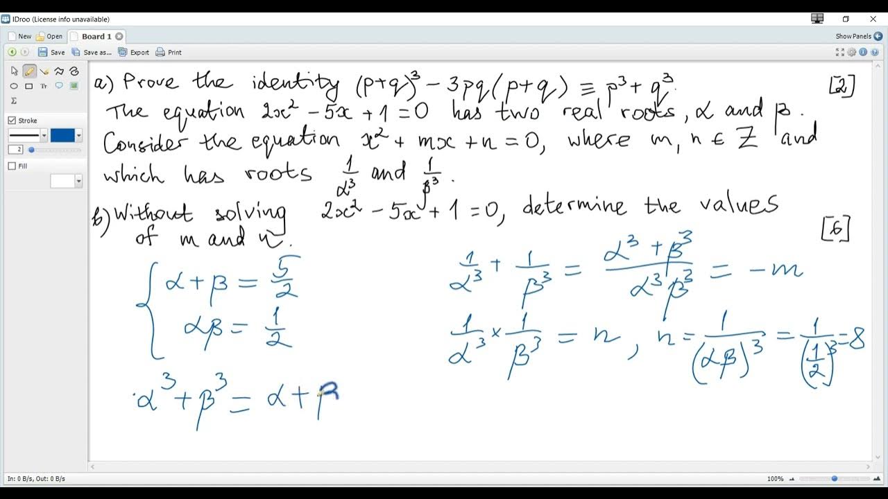 Ib maths aa hl past papers nov 2021 paper 2 q6 about the roots of a