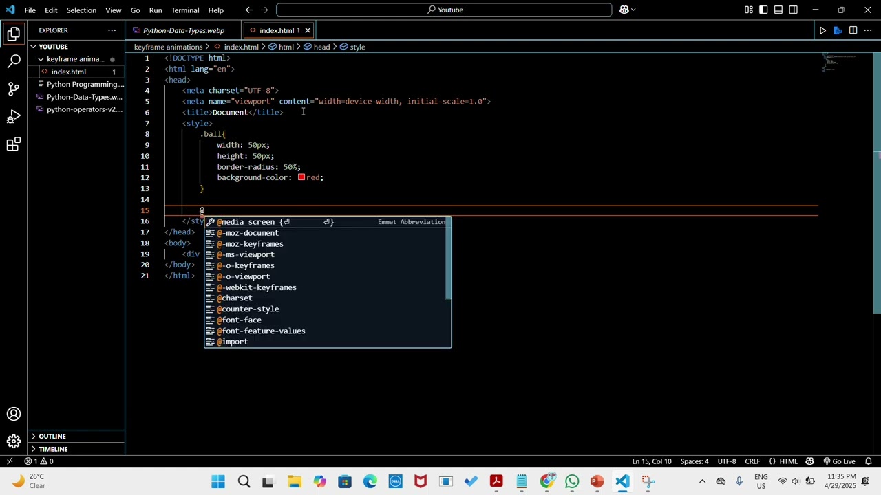 Key frame animations in HTML CSS