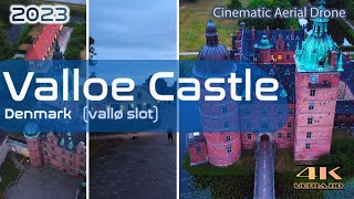 Vallø Slot From Above - 4K Aerial Drone - Valloe Castle - Dusk Flight - Denmark