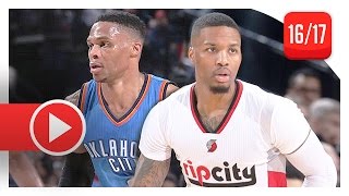 Damian Lillard vs Russell Westbrook PG Duel Highlights (2017.03.02) Blazers vs Thunder - SICK!