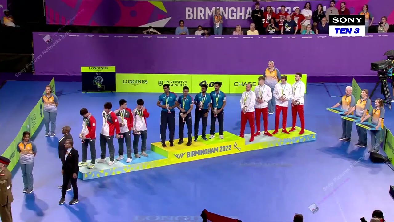Men's Team Gold Medal Winning Ceremony Table Tennis Commonwealth