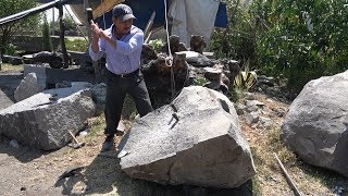 En las faldas del volcán Popocatépetl así transforman la piedra volcánica