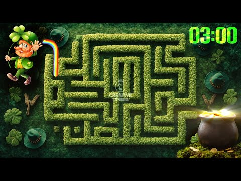 3 MINUTE Timer - ST PATRICK'S DAY (LUCKY MAZE) 🍀 Classroom Countdown with Music