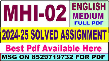 MHI 02 solved assignment 2024-25 || mhi 02 solved assignment 2025 in English || ignou mhi2 2025