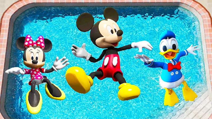 GTA 5 Mickey Mouse, Minnie & Donald Duck Jumping I...
