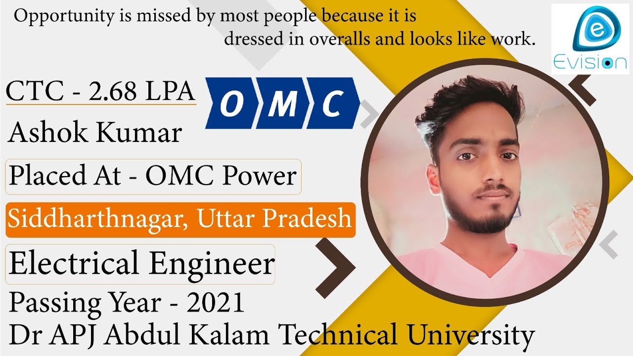 Congrats, Ashok | Selected in OMC Power | 2.68 LPA | ELECTRICAL ENGINEER, PoY 2021 | Siddharthnagar