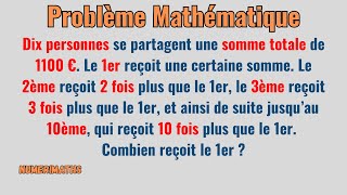 Problème De Partage Proportionnel Combien Gagne Le Premier ?