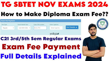 How to Make Diploma Exam Fee?? TG SBTET NOV EXAMS 2024 C21 3rd & 5th Sem Regular Exam Fee Payment