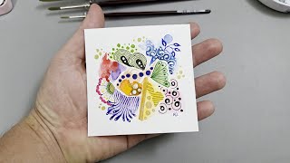 Tiny Watercolor Zentangles | Relaxing Mini Art Tutorial screenshot 2