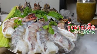 กุ้งลายเสือ ซาซิมิกินสดๆ ตัวใหญ่เท่าแขน อร่อยมากเต็มปากเต็มคำ + น้ำจิ้มซีฟู้ดข้นๆอร่อย l กินกับกี้