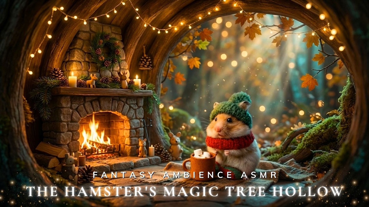 The Hamster's Magic Tree Hollow 🍁🔥 Relaxing Nature Sounds & Piano for Deep Concentration