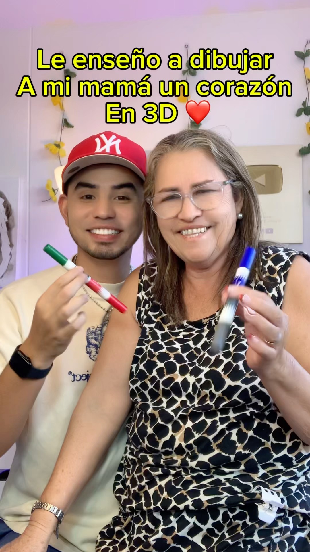 Le enseño a dibujar a mi mamá un corazón en 3D #arte #dibujo
