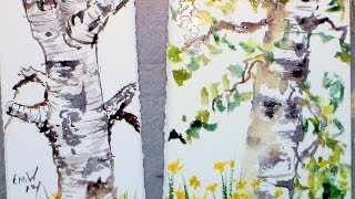 birch watercolor tree painting watercolour tutorial paintings sketch watercolors tutorials trees paint sketches easy drawing flowers getdrawings