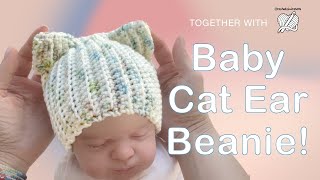 Crochet Tutorial: Baby Beanie with Cat Ears #crochetclubstore #crochet