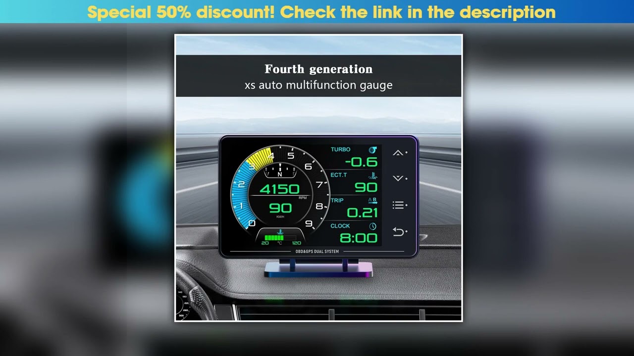 XS HUD Gauge Car Multifunction OBDGPS Instrument Water Temperature Turbocharged Oil Pressure Oil