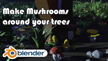 Make mushrooms grow around trees in blender [Geometry nodes proximity]