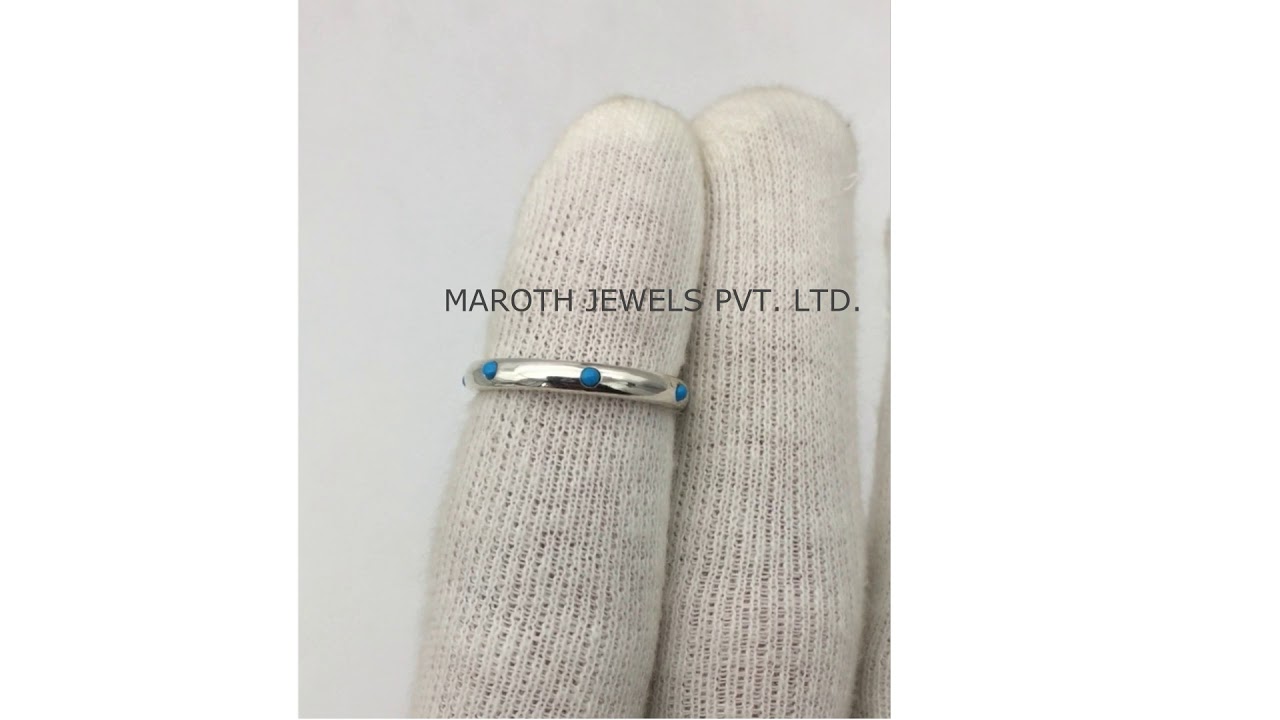 Sterling Silver Turquoise Gemstone Wedding Band Ring Handmade Jewelry MJR46 SLNSTQ