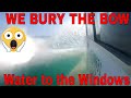 Stone Crab fishing boat vs big waves no big deal...
