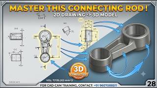 How to Design a Connecting Rod in SOLIDWORKS | 2D Drawing to 3D Model Tutorial #solidworks