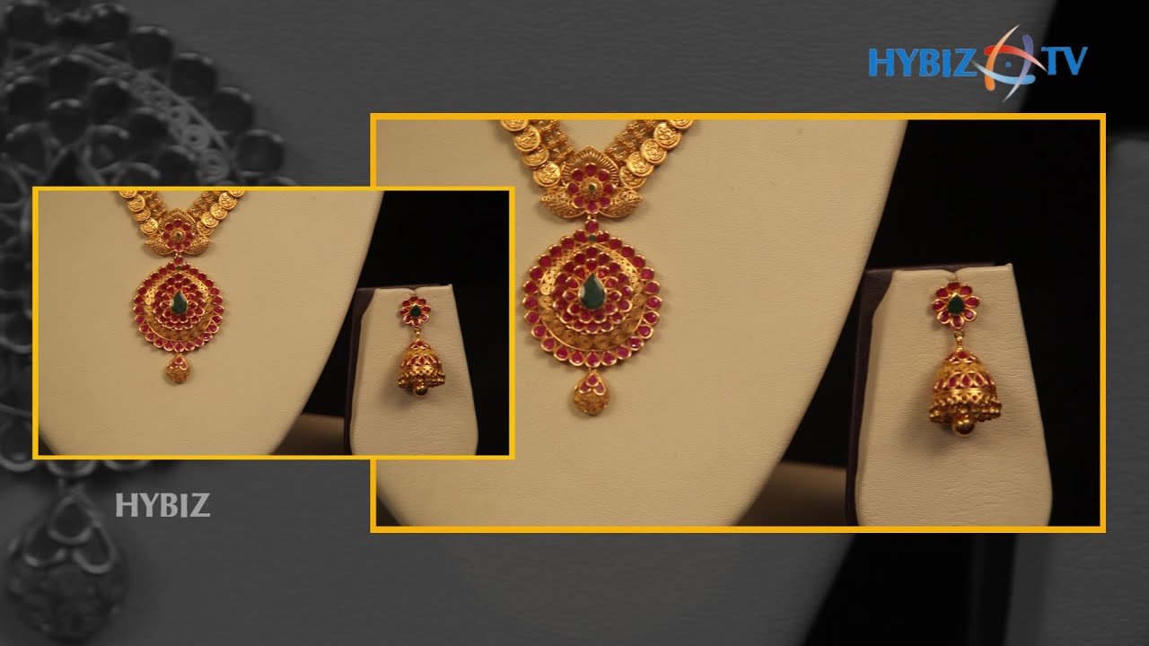 events in hyderabad next week Laxmi Kasu Necklace with Red Ruby and Green Embroidered Stones