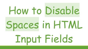 How to Disable Spaces in HTML Input Fields