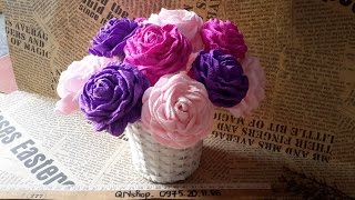 Cách làm hoa bằng giấy nhún handmade đơn giản mà cực đẹp
