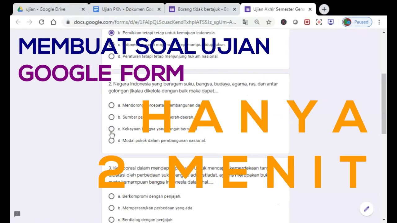 Cara Membuat Soal di Google Form Otomatis - YouTube