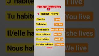 Conjugaison le verbe Habiter/to live au présent lindicatif ??. shortvideo learnfrench