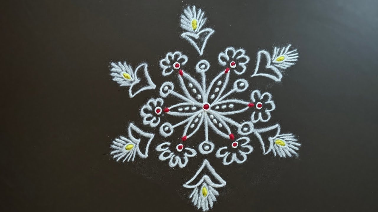 3*2 dots easy rangoli for beginners 🌹 // rangoli 🌹// simple rangoli🌹 // kolam 🌹