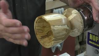Woodturning - Spalted Beech Lidded Box with Purple Heart Finial