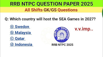 RRB NTPC Question Paper 2025 | RRB NTPC all shifts GK questions | railway ntpc question paper