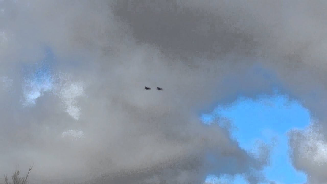 F15 Eagles fly over